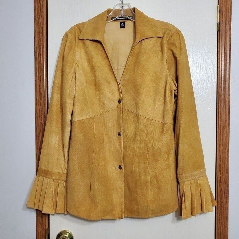 Company Ellen Tracy Womens Sz 6 Shirt Gold Pinwale Corduroy